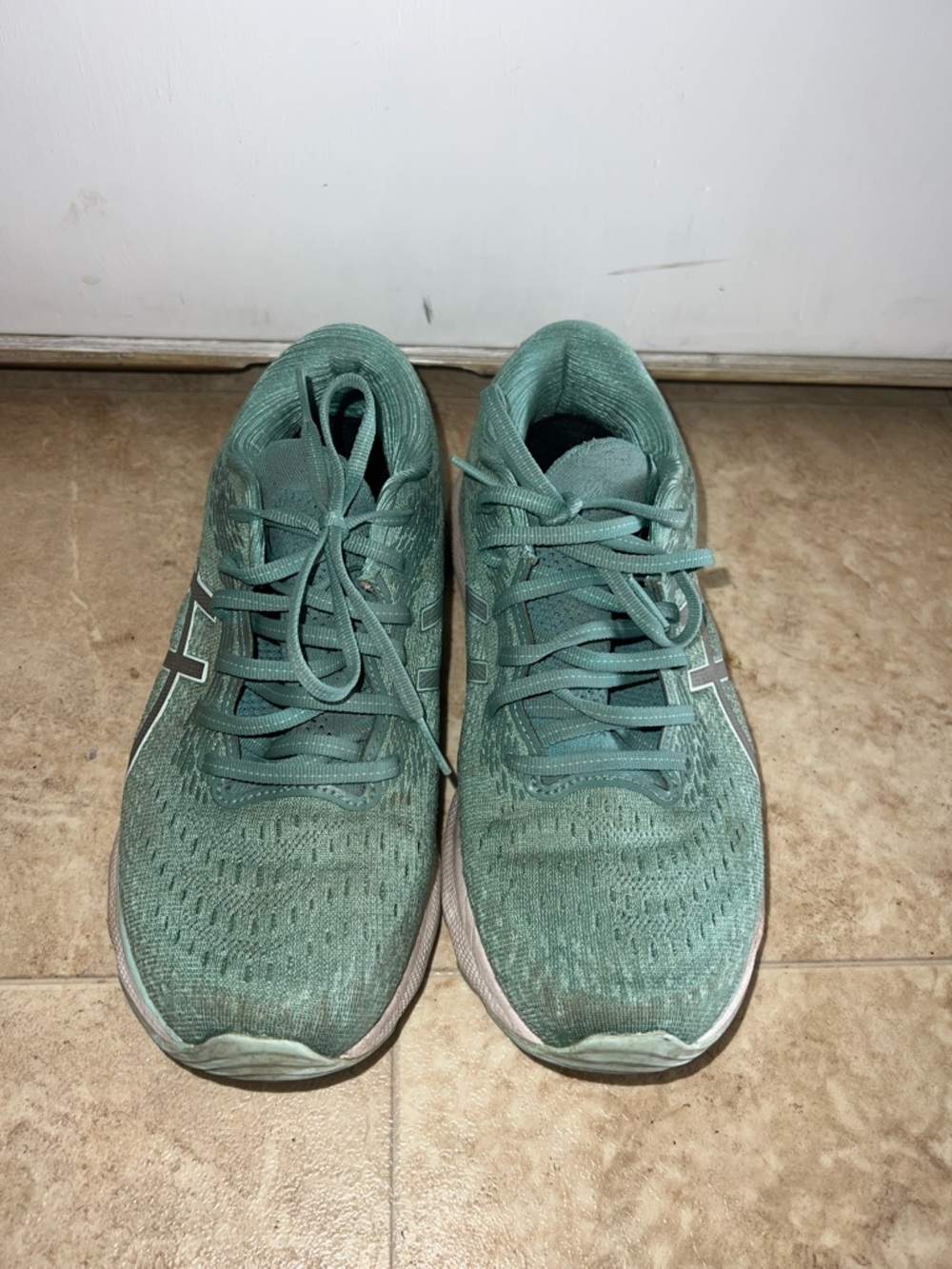 Asics Teal Lace-Up Athletic Shoes Size 10 Wide